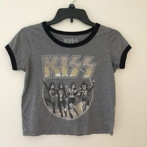 KISS band tee crop top